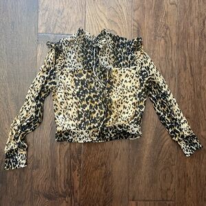 Leopard Print Ruffled Women's Top